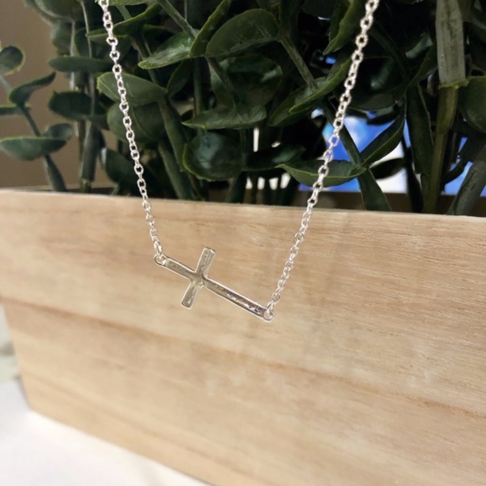 Sideways Cross Necklace - Picture 2 of 3